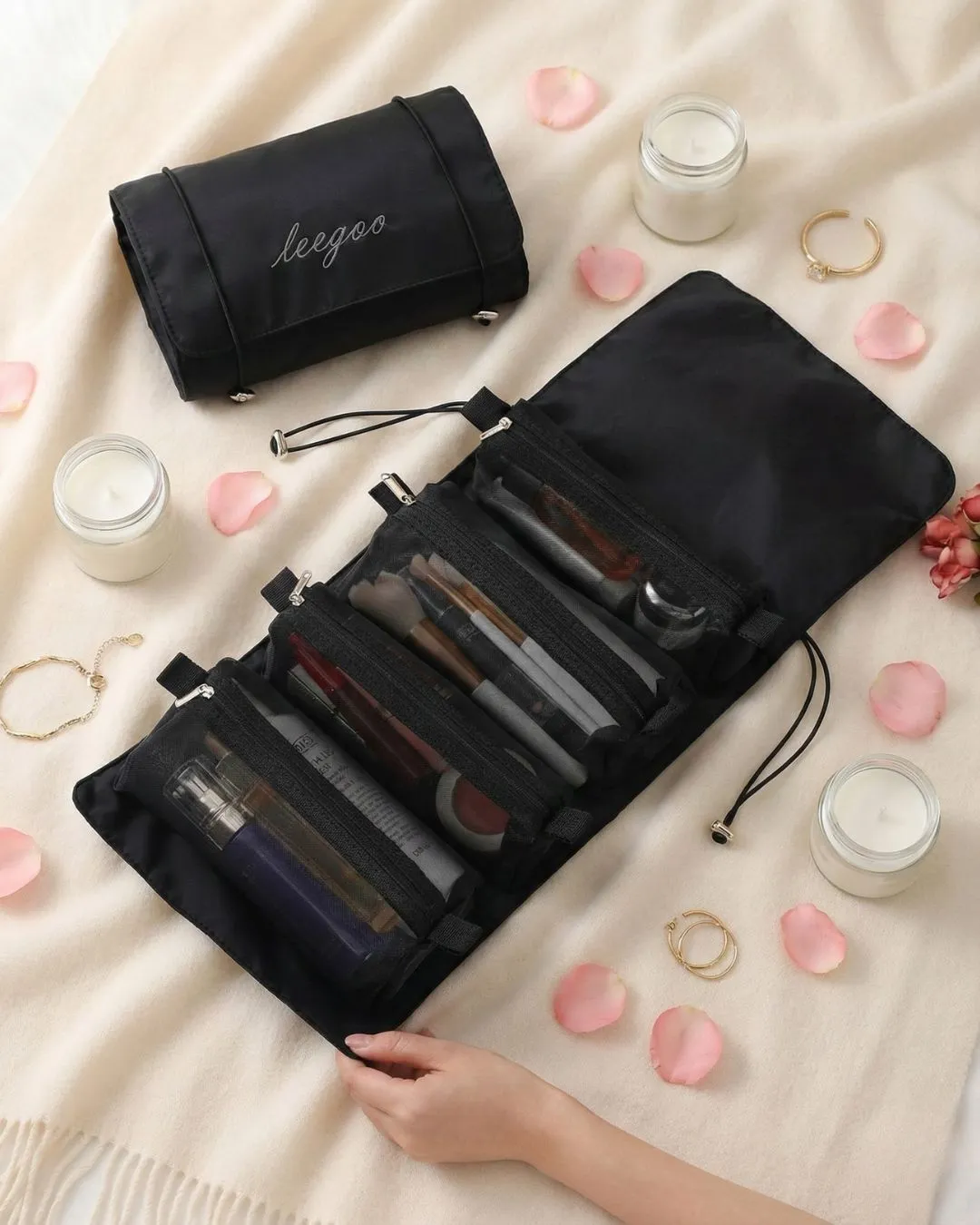 Organizador De Cosméticos De Viaje 4 Compartimientos Negro - Image 4