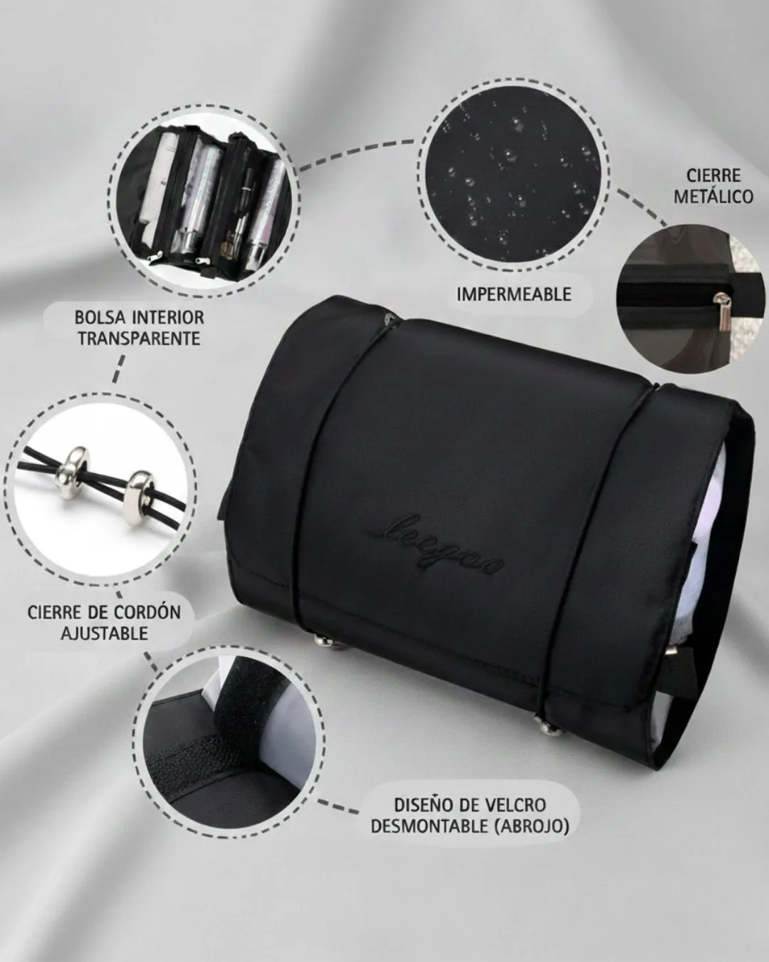 Organizador De Cosméticos De Viaje 4 Compartimientos Negro - Image 7