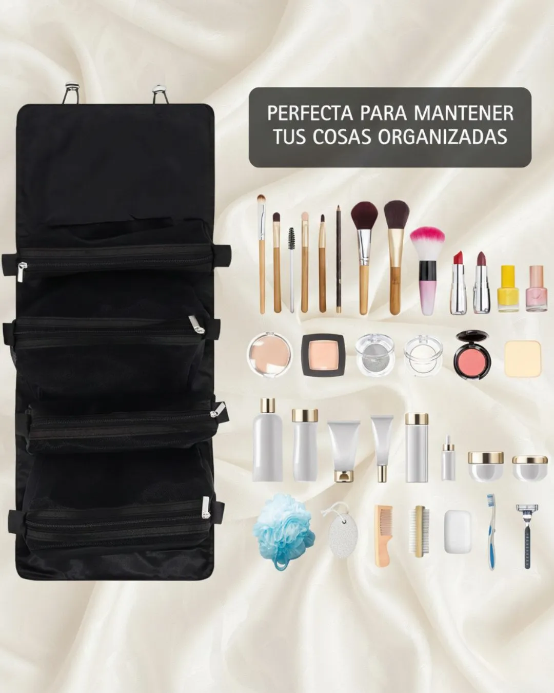 Organizador De Cosméticos De Viaje 4 Compartimientos Negro - Image 9