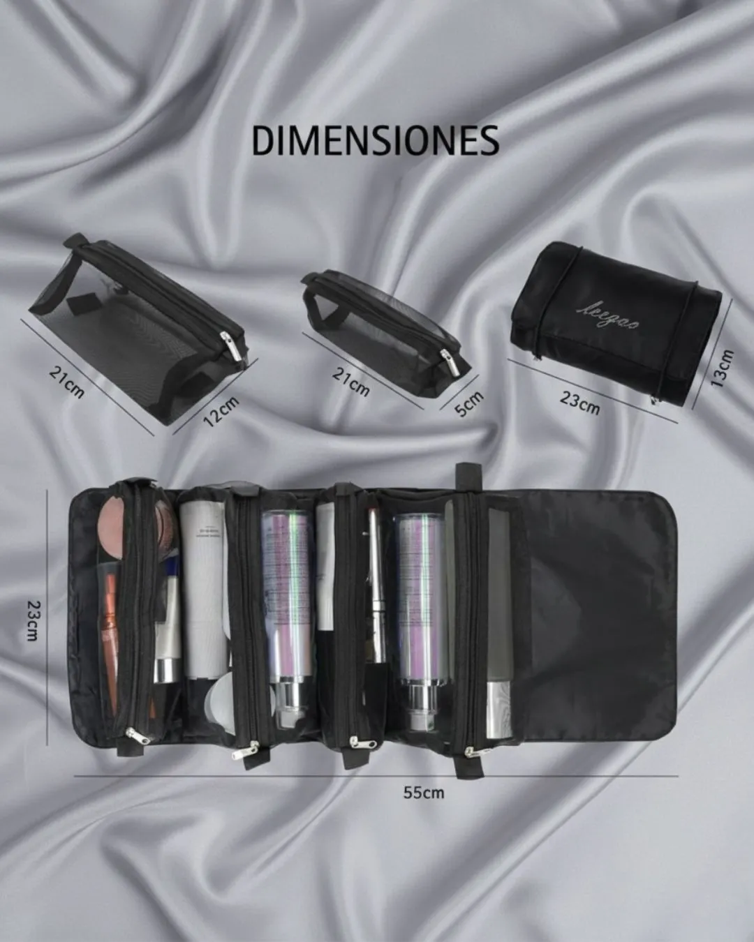 Organizador De Cosméticos De Viaje 4 Compartimientos Negro - Image 8