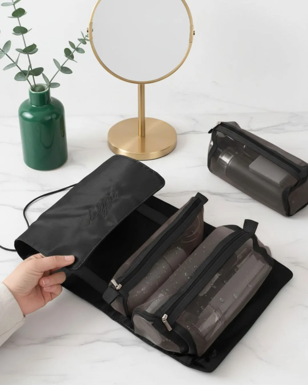 Organizador De Cosméticos De Viaje 4 Compartimientos Negro - Image 3