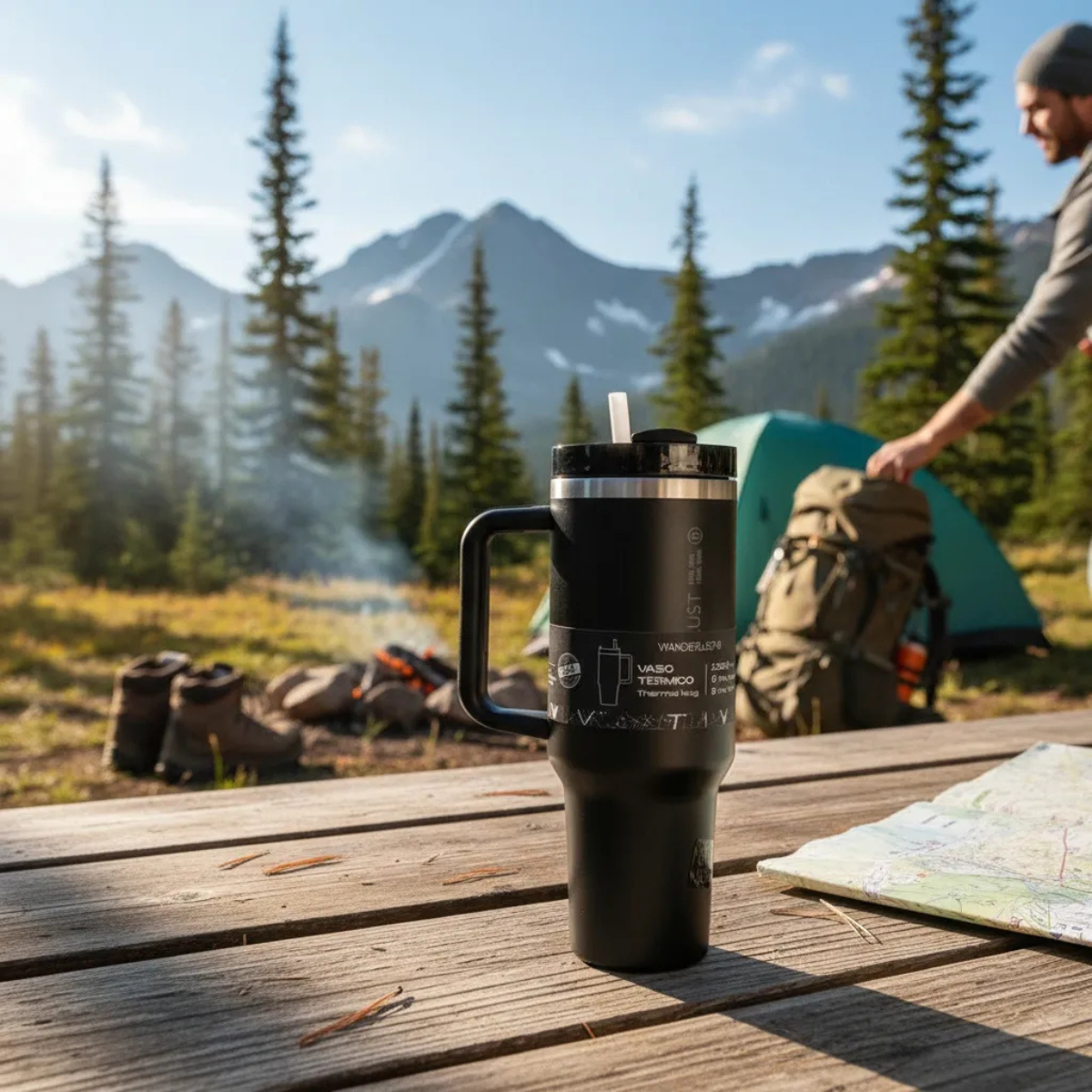 Vaso Térmico WANDERLUST con Bombilla 1200ml - Negro - Image 2