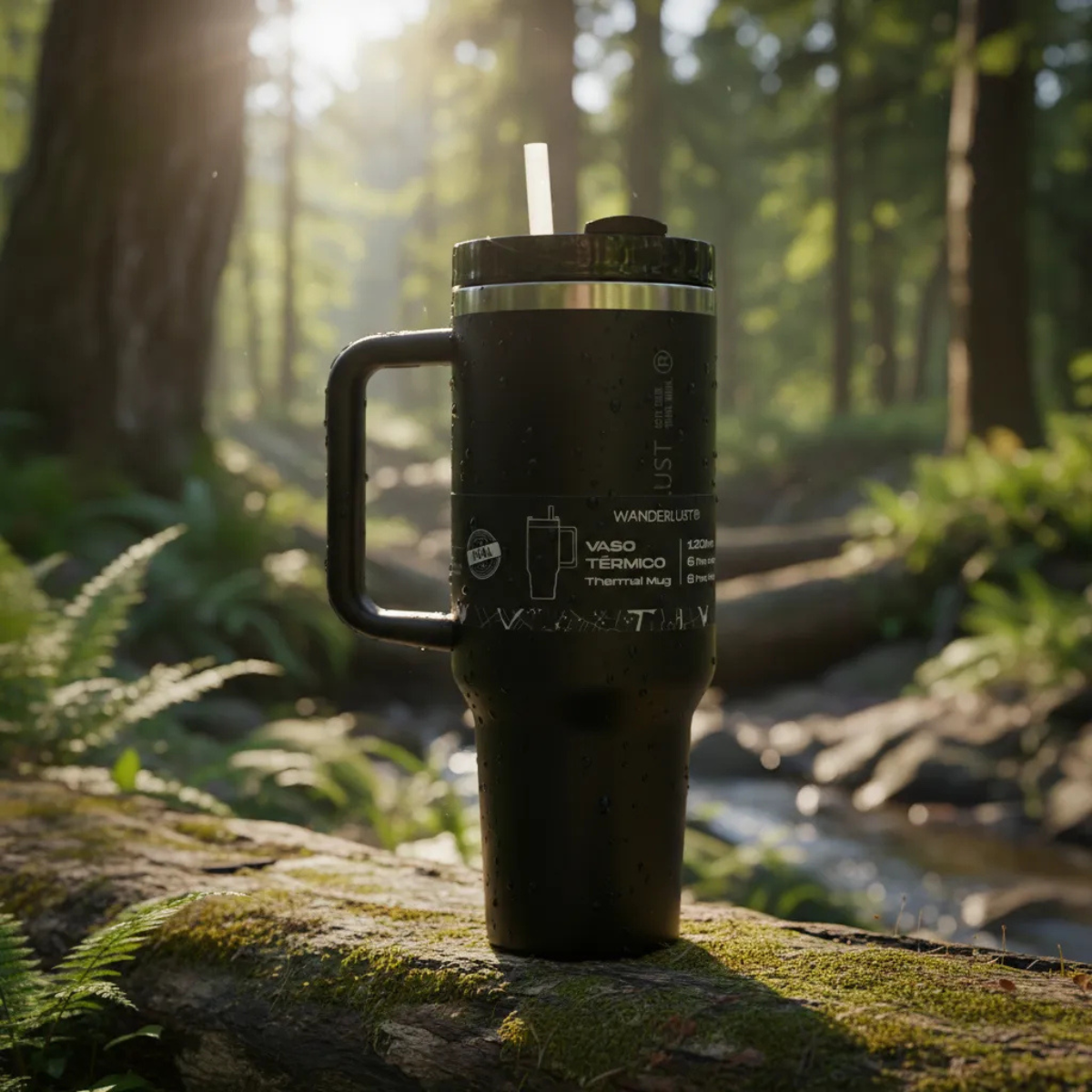 Vaso Térmico WANDERLUST con Bombilla 1200ml - Negro