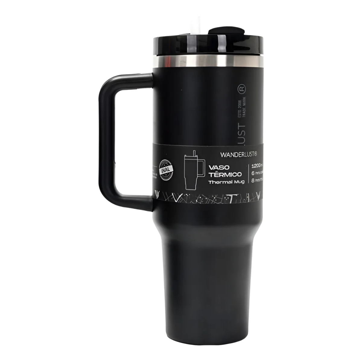 Vaso Térmico WANDERLUST con Bombilla 1200ml - Negro - Image 14