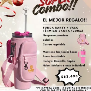 COMBO Funda BAREY + Vaso Térmico SKORA c/ Bombilla 1200ml
