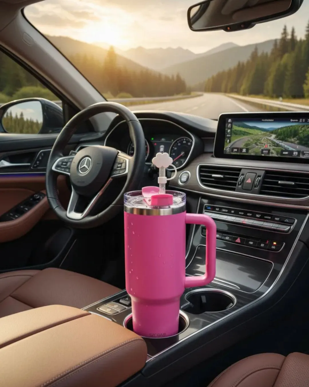 Vaso Térmico SKORA con Bombilla y Tapón Nube 1200ml - Fucsia - Image 3