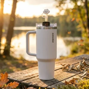 Vaso Térmico SKORA con Bombilla y Tapón Nube 1200ml - Gris Claro