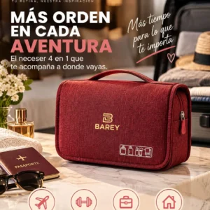 Neceser De Viaje Porta Cosmetico Bolso Organizador De Baño Borgoña