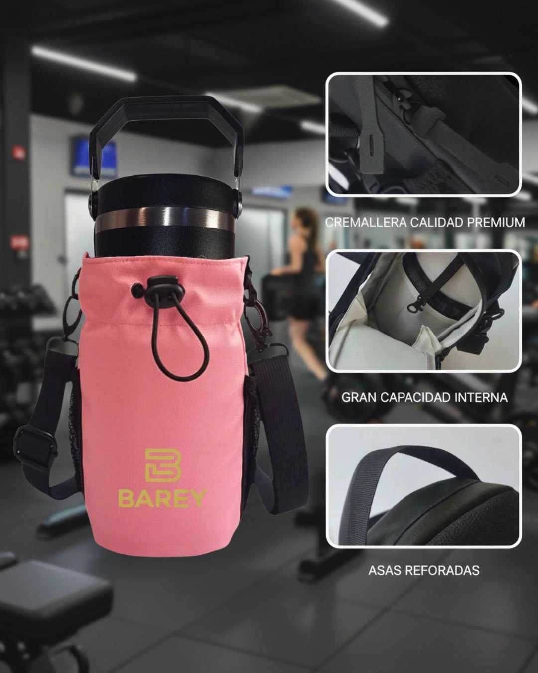 COMBO Bolso Magnético BAREY Rosa + Vaso Térmico WANDERLUST c/ Pico 900ml - Image 4