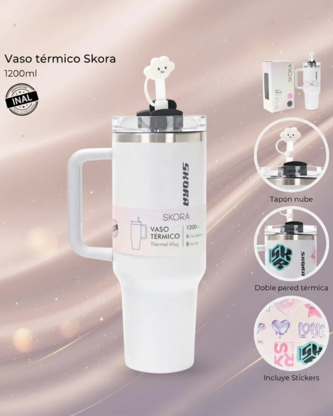 COMBO Funda BAREY + Vaso Térmico SKORA c/ Bombilla 1200ml - Image 5