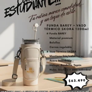 COMBO Funda BAREY + Vaso Térmico SKORA c/ Bombilla 1200ml