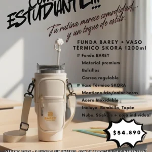 COMBO Funda BAREY + Vaso Térmico SKORA c/ Bombilla 1200ml