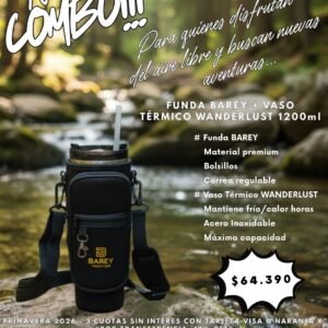 NUEVO COMBO Funda BAREY + Vaso Térmico WANDERLUST c/ Bombilla 1200ml