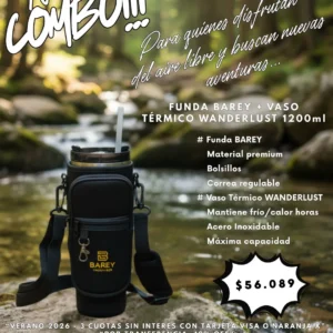 NUEVO COMBO Funda BAREY + Vaso Térmico WANDERLUST c/ Bombilla 1200ml