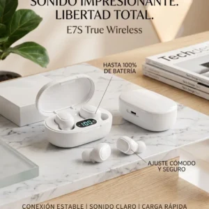 Auriculares Inalámbricos E7S Bluetooth 5.3 con Display LED Blanco