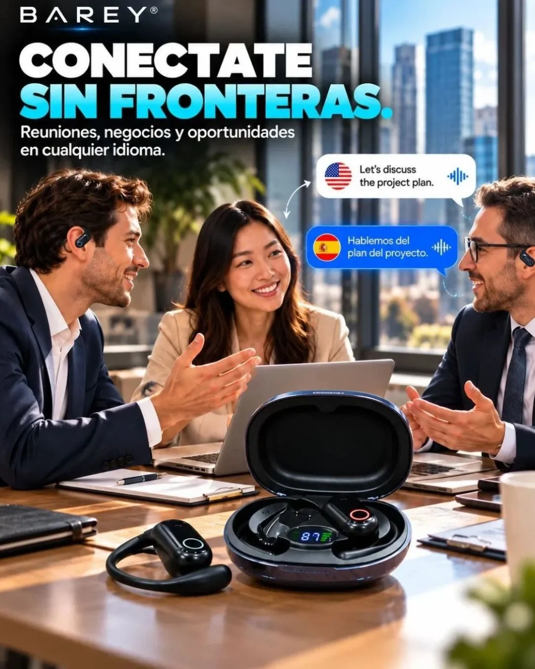 Auriculares Traductores Bluetooth 6.1 YYK-Q17 - BAREY - Image 9