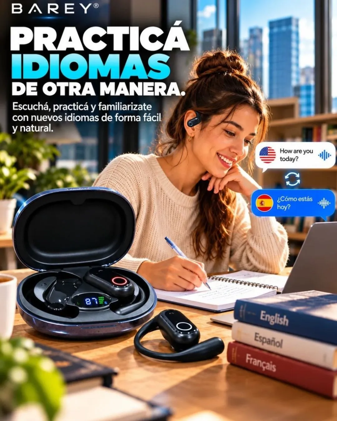 Auriculares Traductores Bluetooth 6.1 YYK-Q17 - BAREY - Image 10