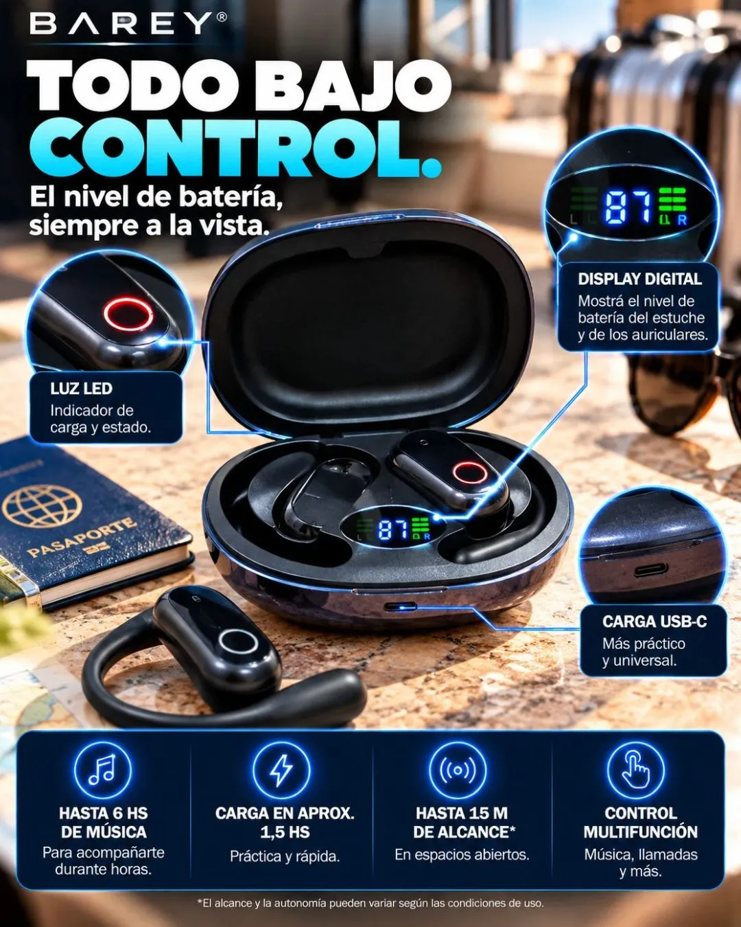 Auriculares Traductores Bluetooth 6.1 YYK-Q17 - BAREY - Image 11